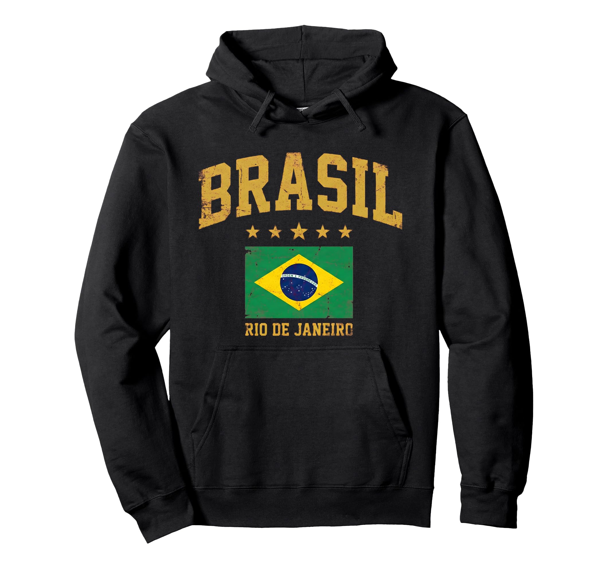 Brasil Rio De Janeiro Distressed Flag Hoodie - Streetwear Style Men Women - T-Shirt, Sweatshirt, Hoodie