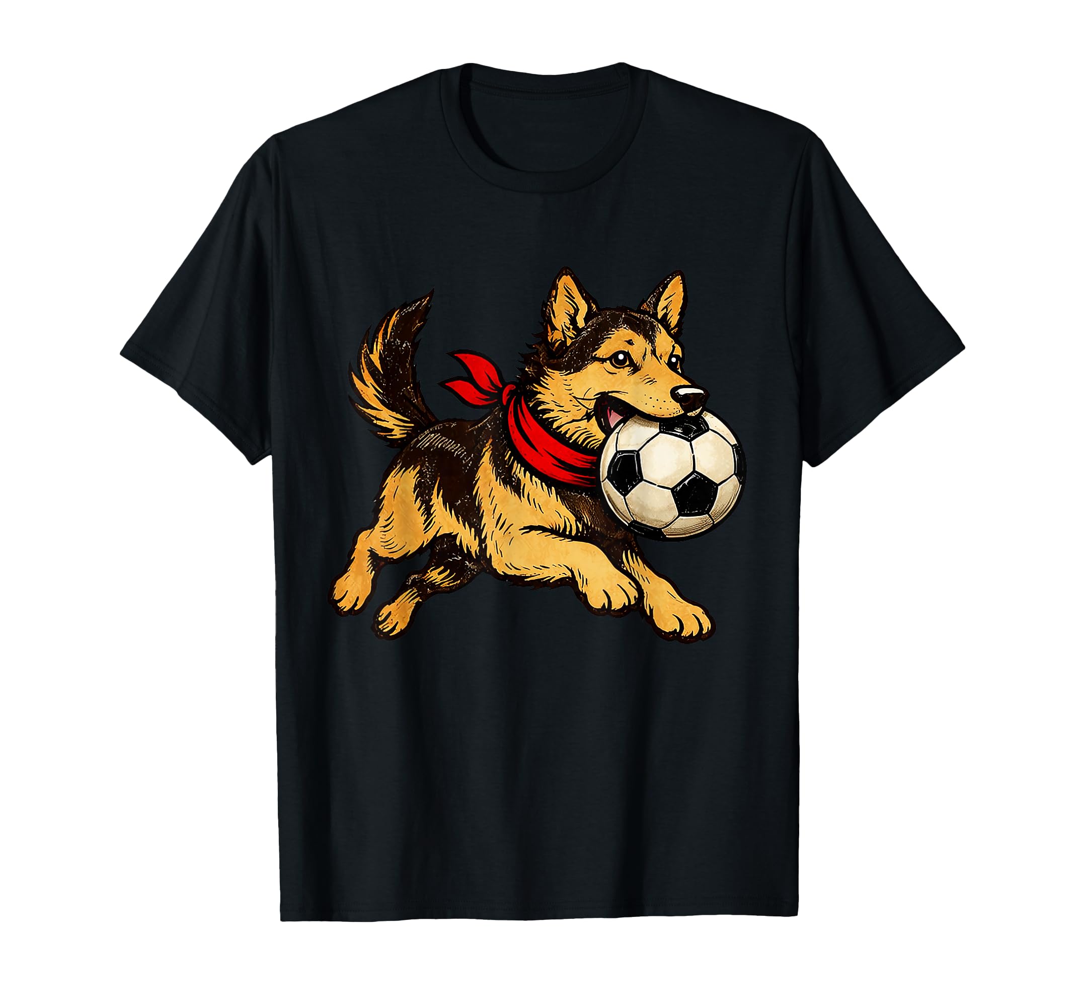 Funny German Shepherd Dog Playing Soccer T-Shirt - Graphic Print Unisex - T-Shirt, Sweatshirt, Hoodie