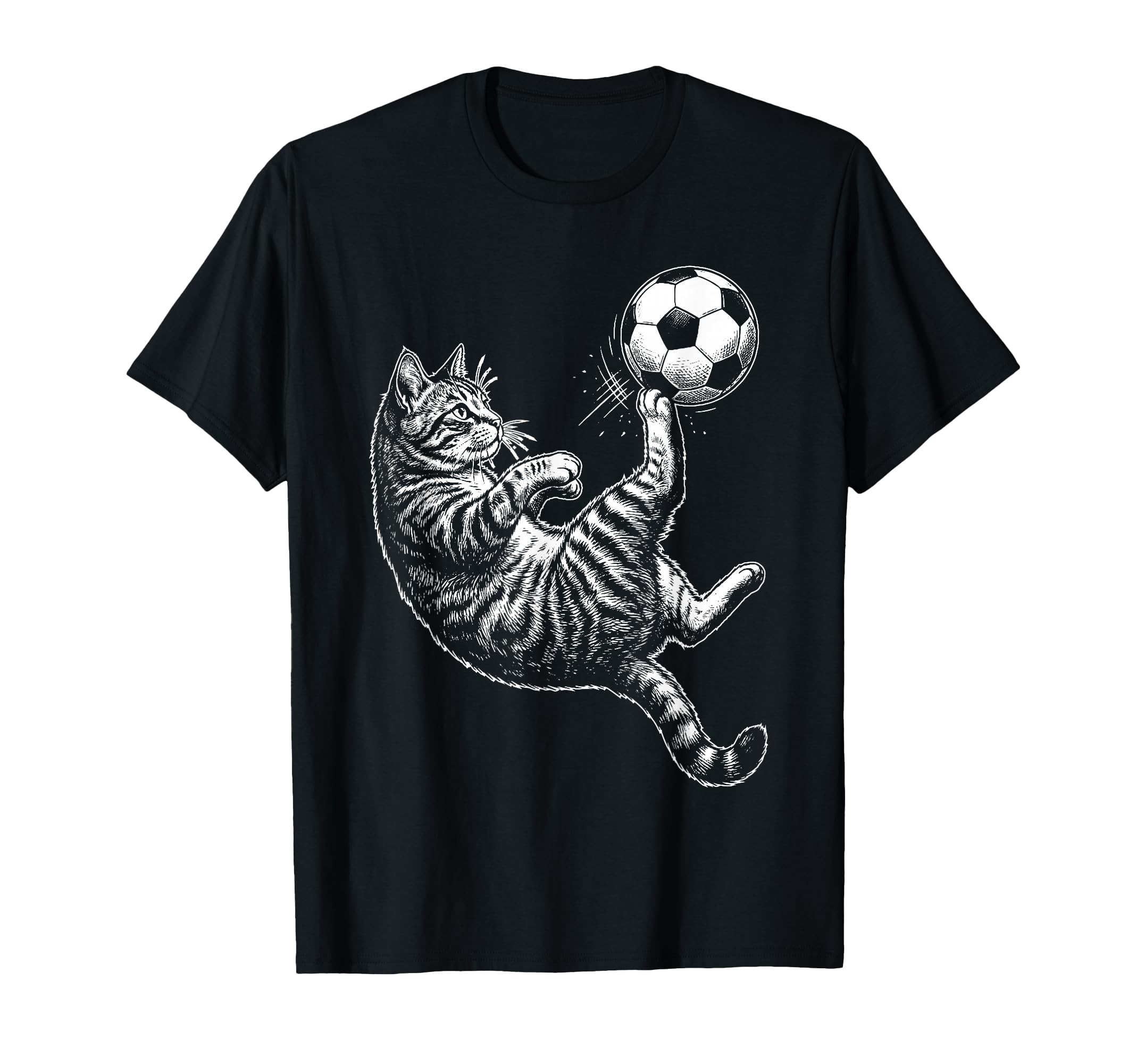Funny Soccer Cat Kicking Ball Animal T-Shirt - Novelty Apparel for Adults - T-Shirt, Sweatshirt, Hoodie