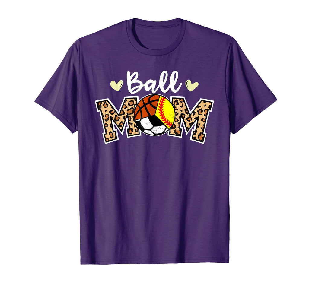Ball Mom Leopard Softball Soccer T-Shirt - Minimalist Print Unisex - T-Shirt, Sweatshirt, Hoodie
