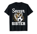 Soccer Sister Leopard Heart T-Shirt - Aesthetic Graphic for Adults - T-Shirt, Sweatshirt, Hoodie