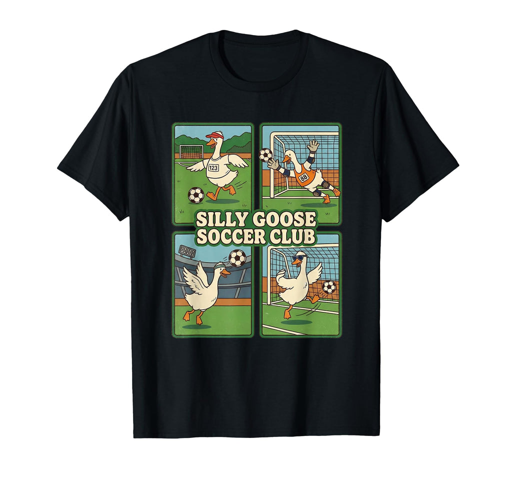 Funny Silly Goose Geese Playing Soccer T-Shirt - Fun Novelty Design Unisex - T-Shirt, Sweatshirt, Hoodie