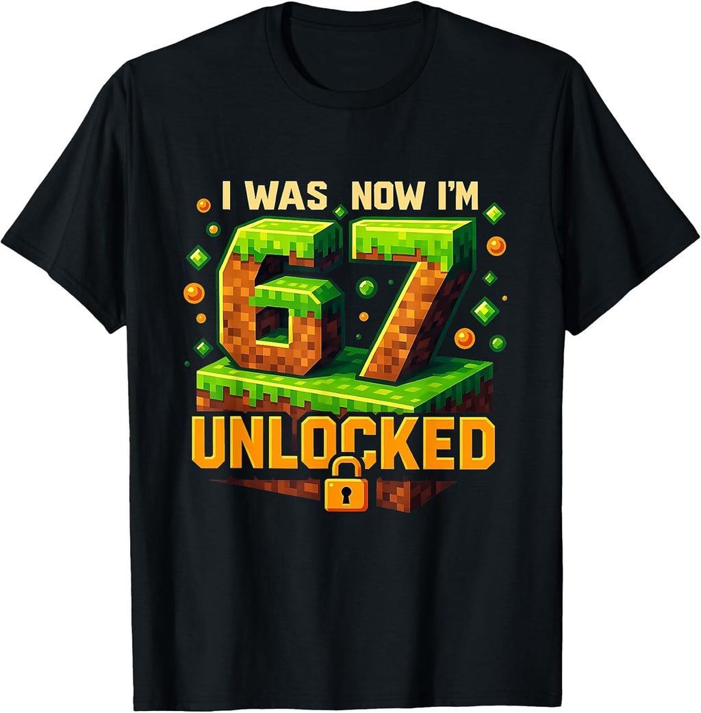 I was 6 Now I'm 7 Unlocked Funny Gamer Birthday - Adult & Kids T-Shirts, Sweatshirts & Hoodies apparel design preview 1