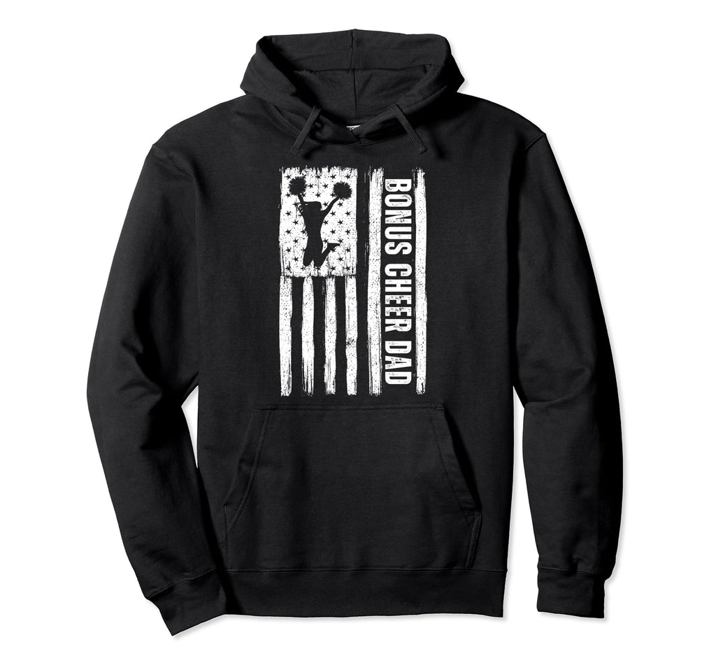 Bonus Cheer Dad American Flag Hoodie - Aesthetic Graphic Unisex - T-Shirt, Sweatshirt, Hoodie