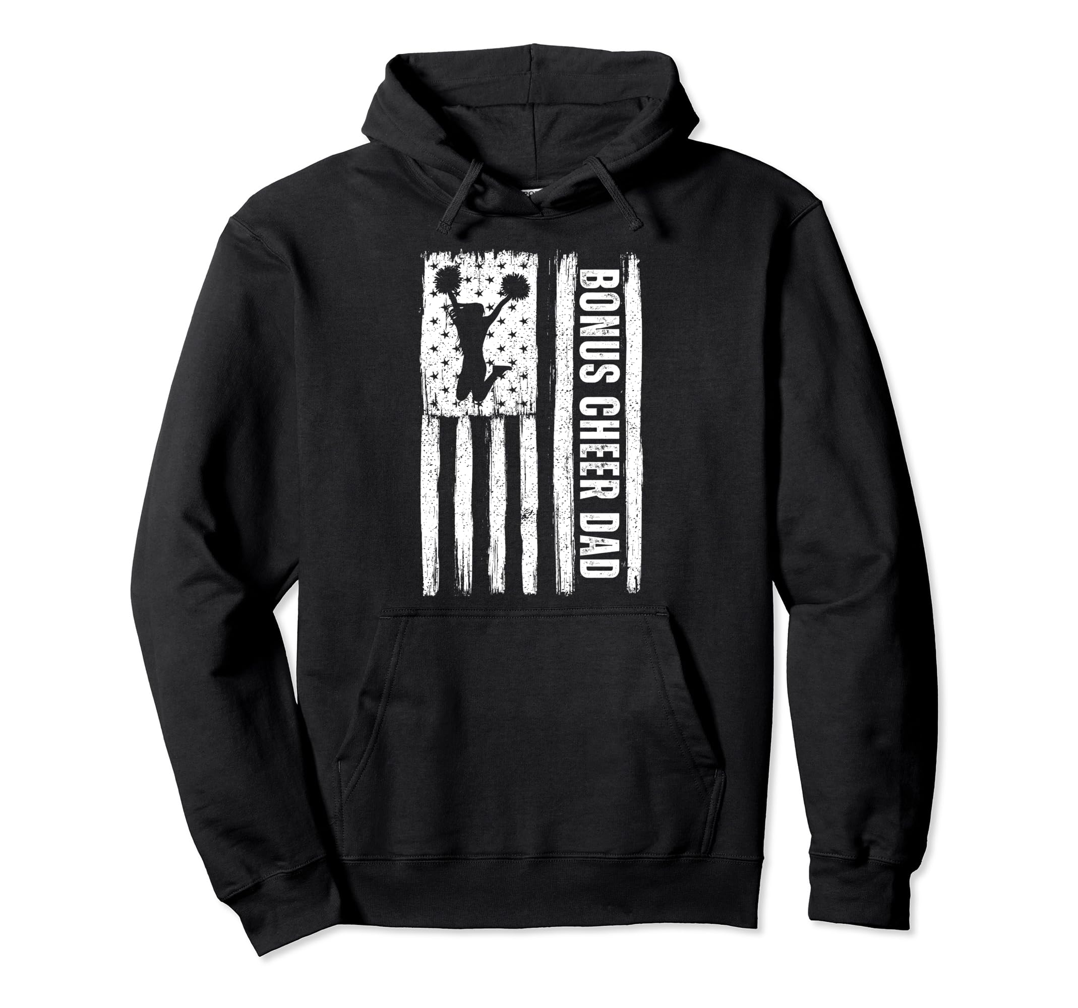 Bonus Cheer Dad American Flag Hoodie - Aesthetic Graphic Unisex - T-Shirt, Sweatshirt, Hoodie