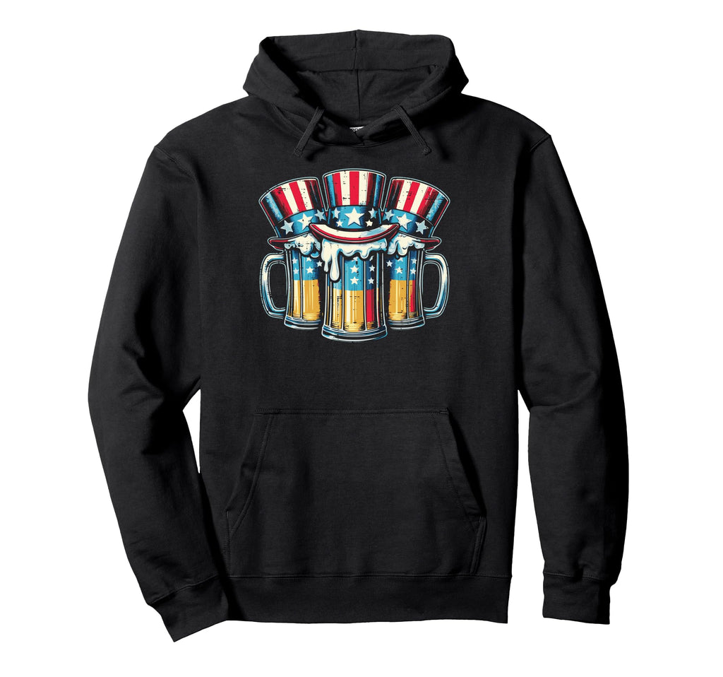 4Th July American Flag Mugs Hats Funny Dad Hoodie - Graphic Print Unisex - T-Shirt, Sweatshirt, Hoodie