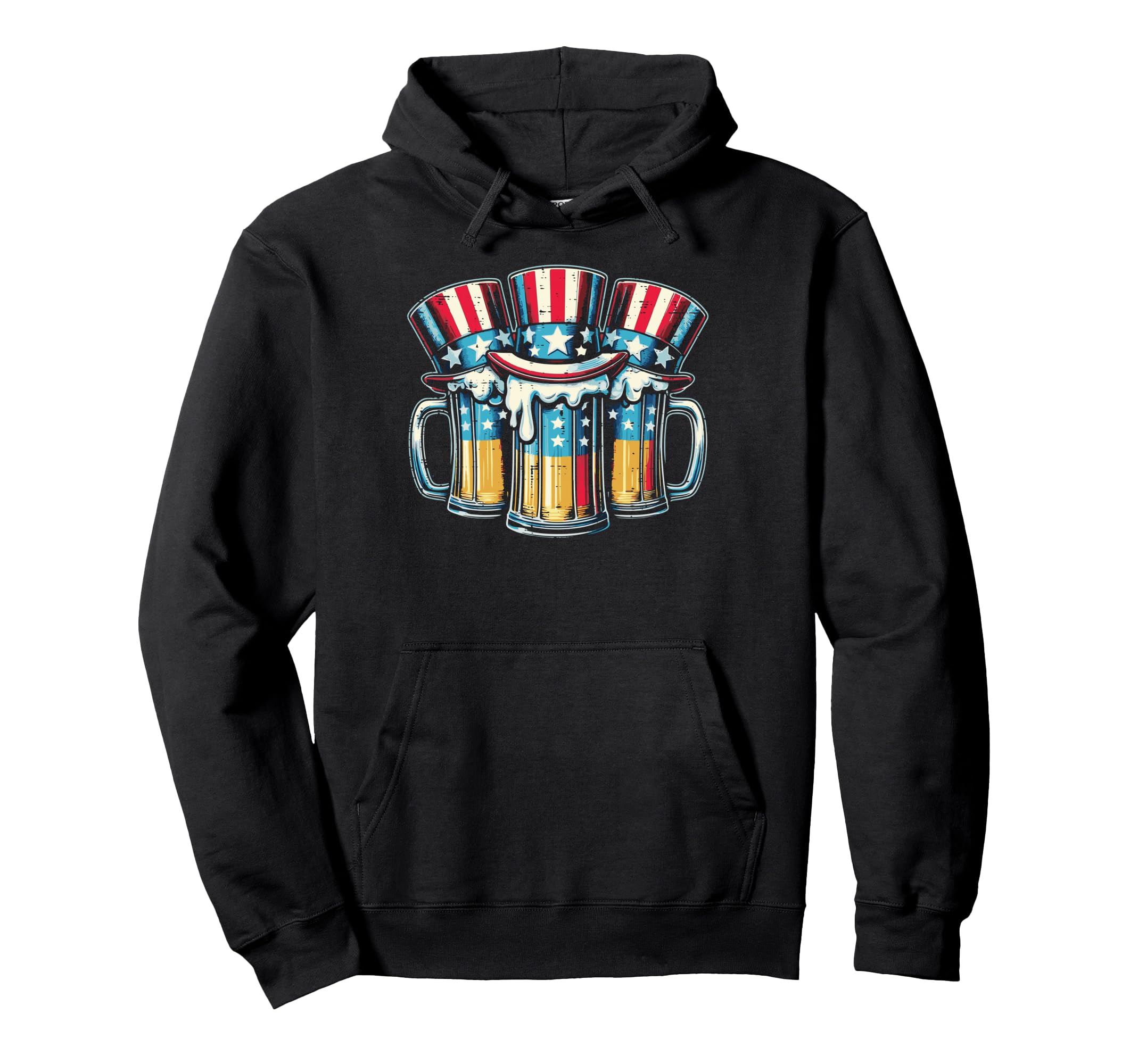 4Th July American Flag Mugs Hats Funny Dad Hoodie - Graphic Print Unisex - T-Shirt, Sweatshirt, Hoodie