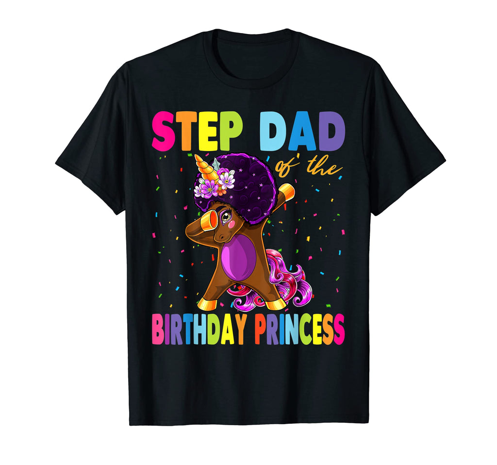 Dabbing Unicorn Afro Step Dad T-Shirt - Minimalist Print Men Women - T-Shirt, Sweatshirt, Hoodie
