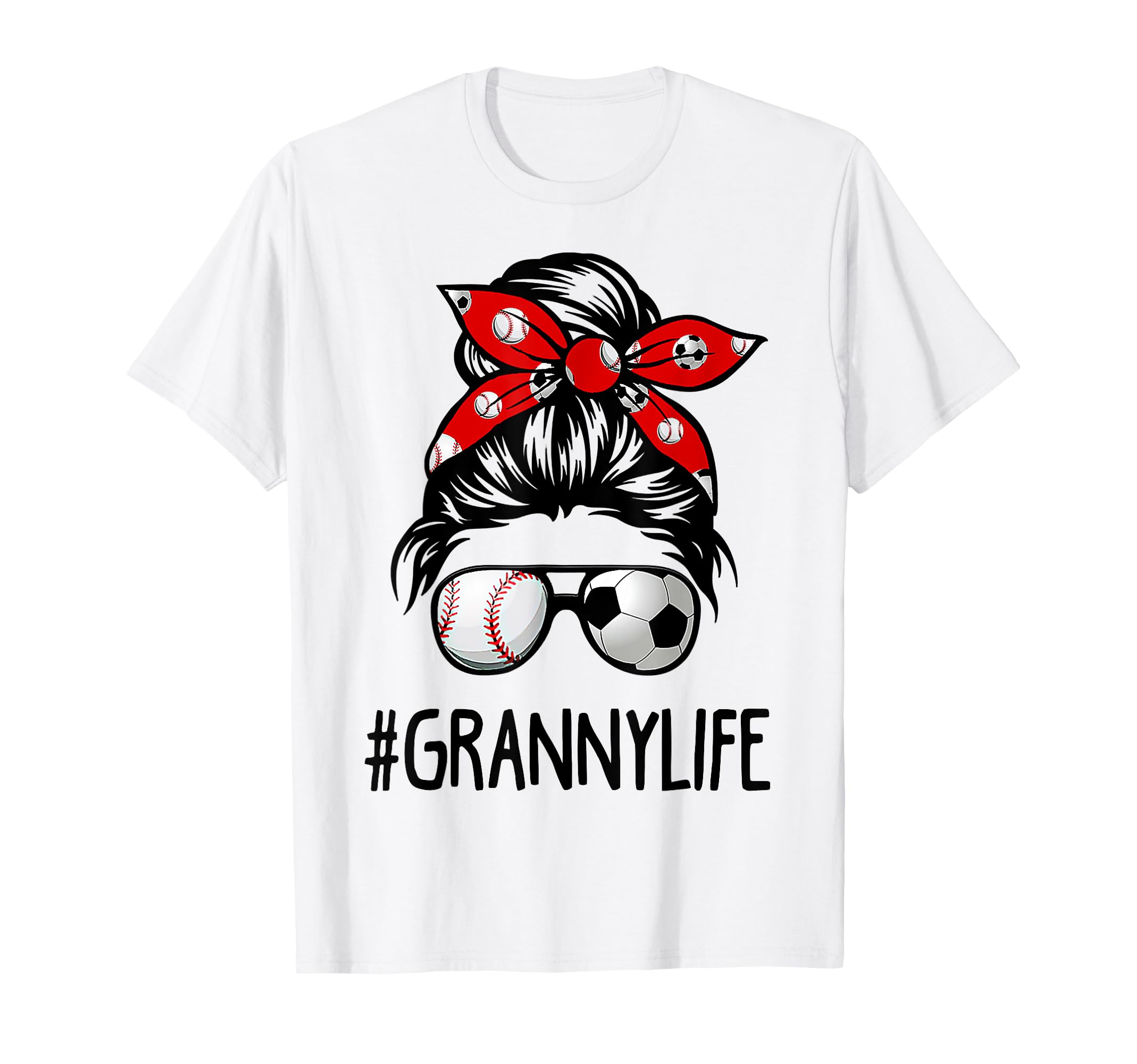 Classy Granny Life Soccer Messy Bun T-Shirt - Graphic Print for Adults - T-Shirt, Sweatshirt, Hoodie