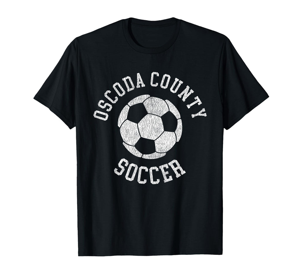 Oscoda County Soccer Distressed 90S T-Shirt - Novelty Apparel for Adults - T-Shirt, Sweatshirt, Hoodie