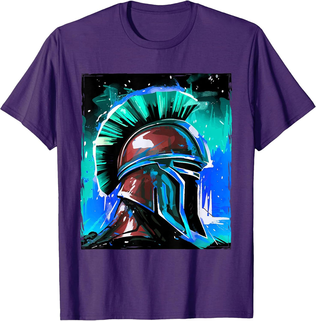 Spartan Pop Art Portrait Helmet Gym Gladiator - Adult & Kids T-Shirts, Sweatshirts & Hoodies apparel design preview 1