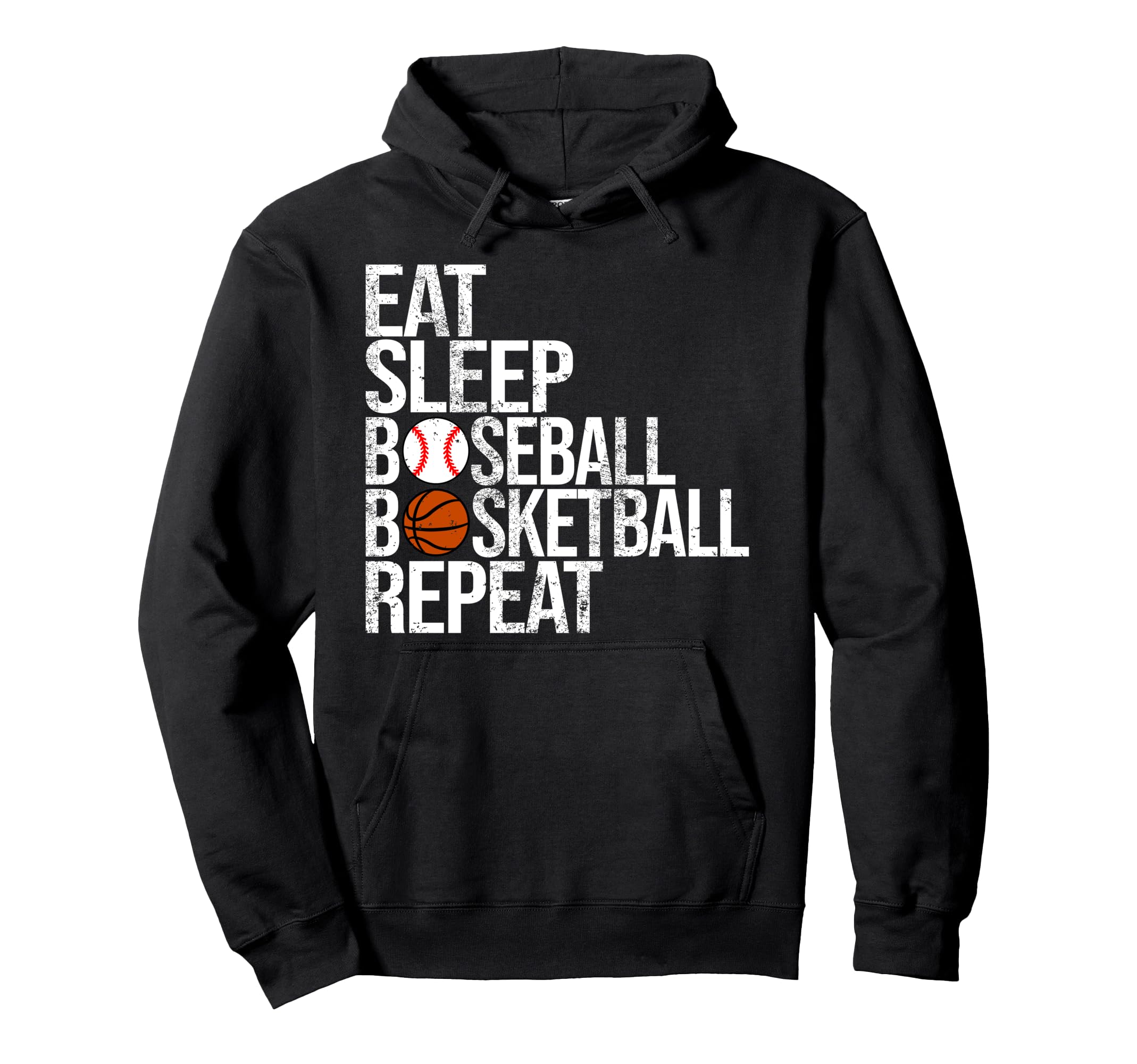 Eat Sleep Baseball Basketball Repeat Hoodie - Minimalist Print for Adults - T-Shirt, Sweatshirt, Hoodie