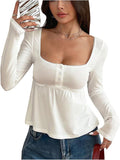 Women's Babydoll Tops Henley Cute Square Neck - Adult & Kids T-Shirts, Sweatshirts & Hoodies apparel design preview 1