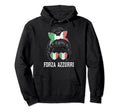 Italia Womens Forza Azzurri Messy Bun Hoodie - Minimalist Print for Adults - T-Shirt, Sweatshirt, Hoodie