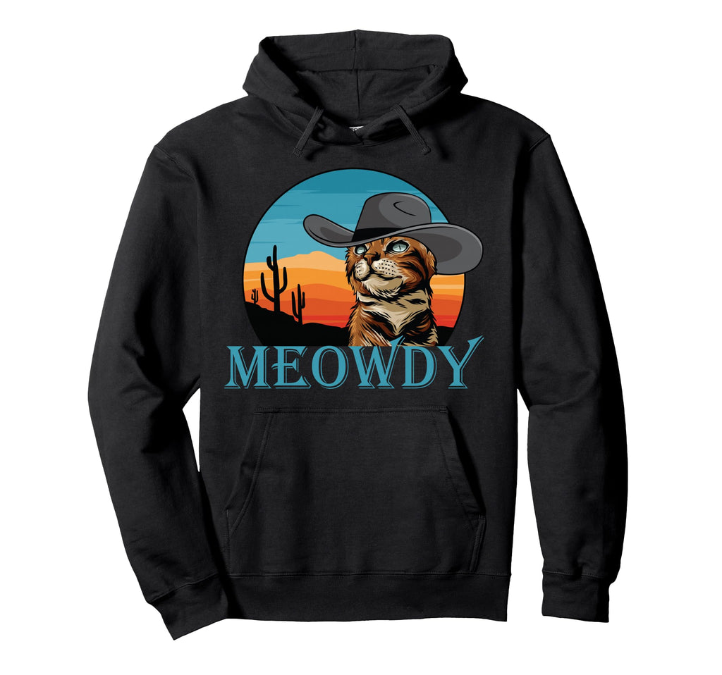 Meowdy Rodeo Wearing Cowboy Hat Country Hoodie - Streetwear Style Unisex - T-Shirt, Sweatshirt, Hoodie