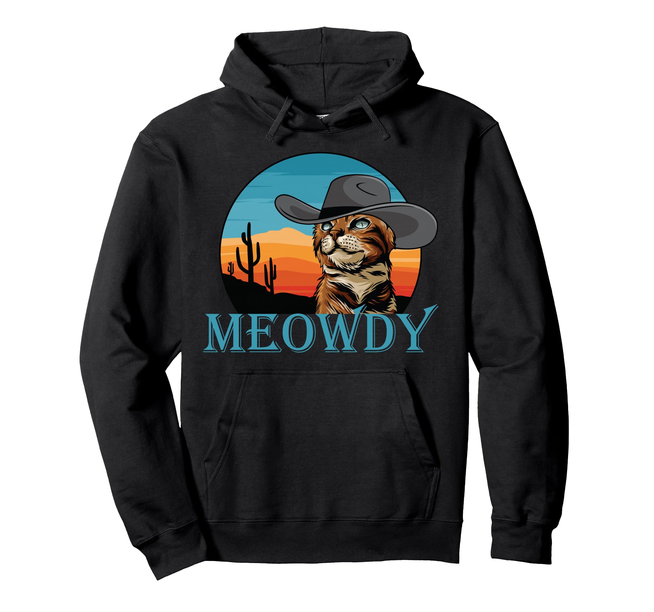 Meowdy Rodeo Wearing Cowboy Hat Country Hoodie - Streetwear Style Unisex - T-Shirt, Sweatshirt, Hoodie