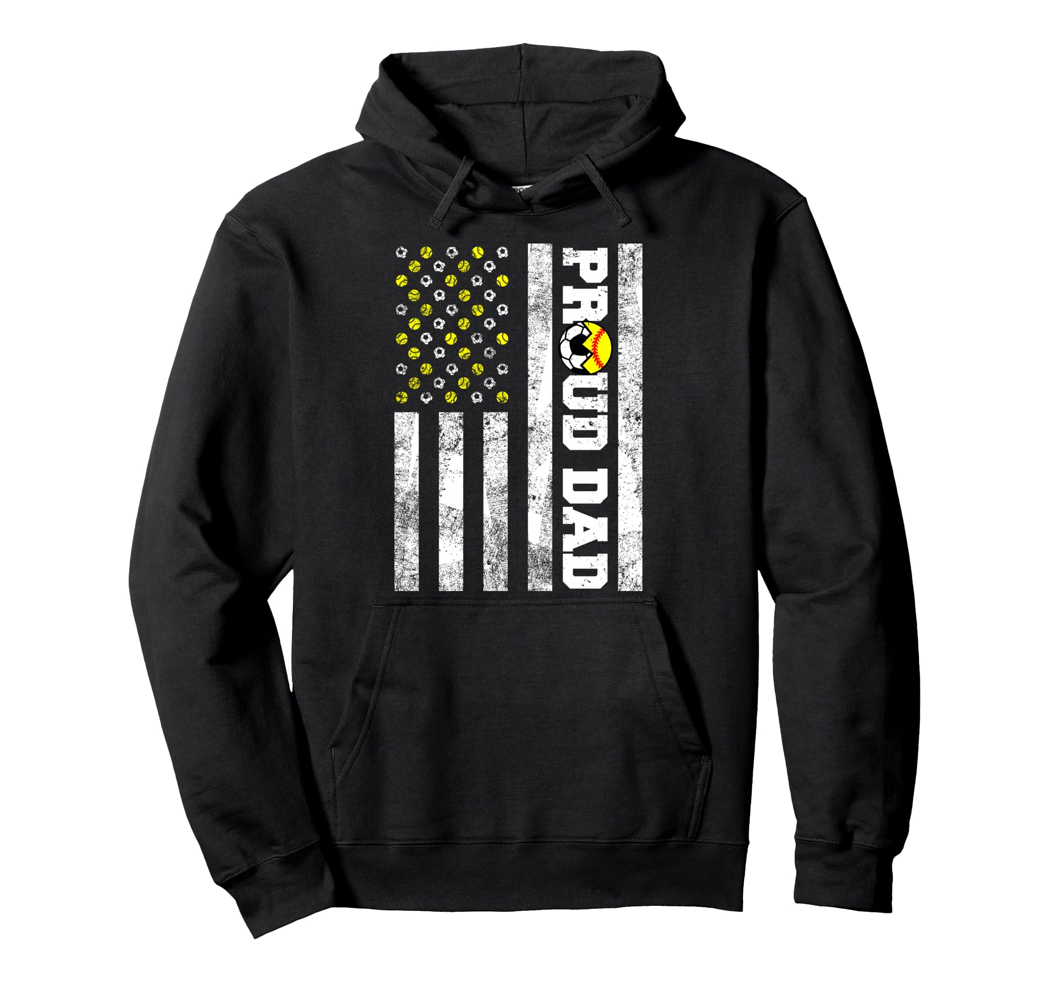 Proud Dad American Flag Funny Soccer Hoodie - Custom Art Print Unisex - T-Shirt, Sweatshirt, Hoodie