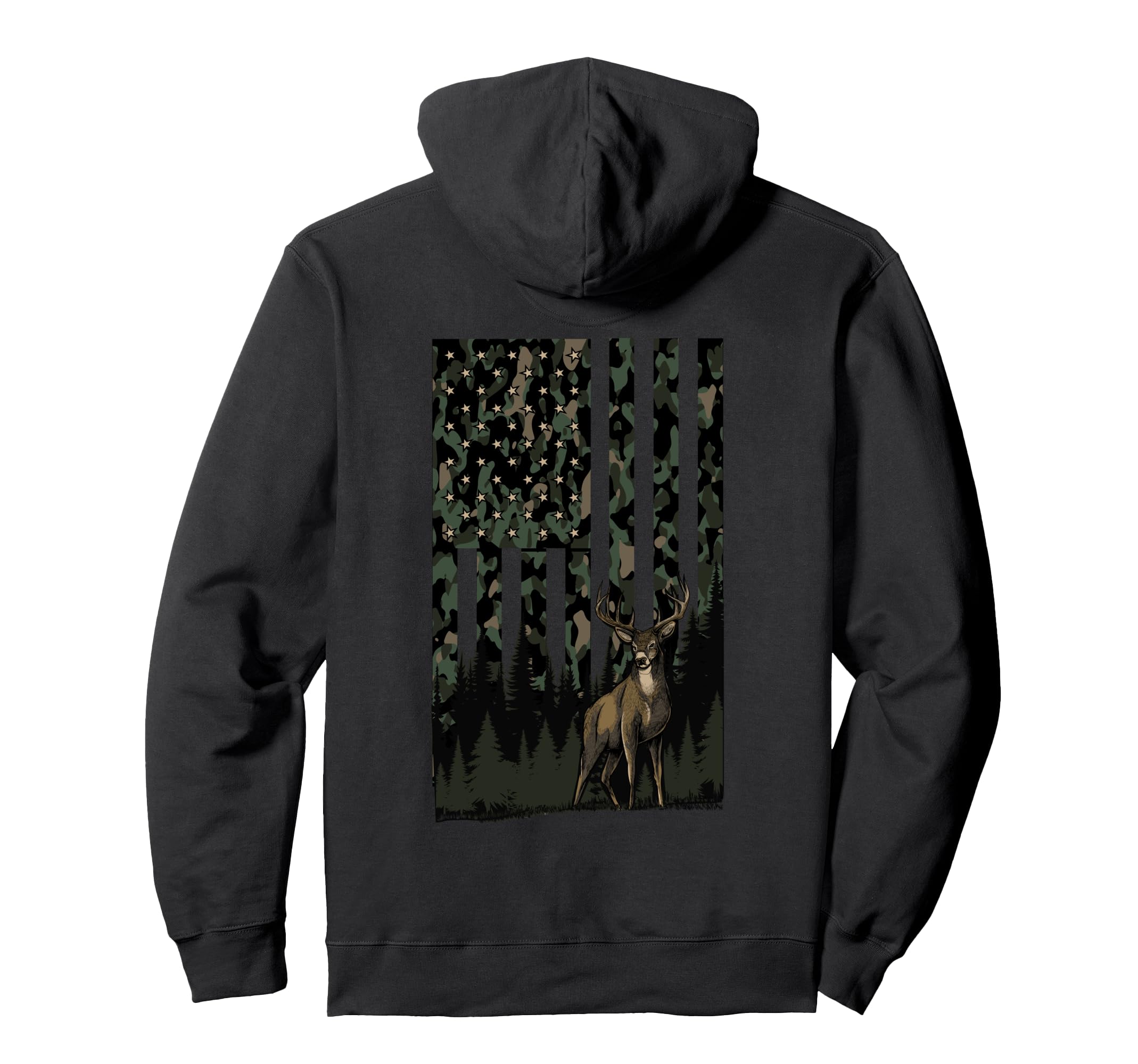 Camo Deer American Flag Hunting Gifts Hoodie - Aesthetic Graphic Men Women - T-Shirt, Sweatshirt, Hoodie
