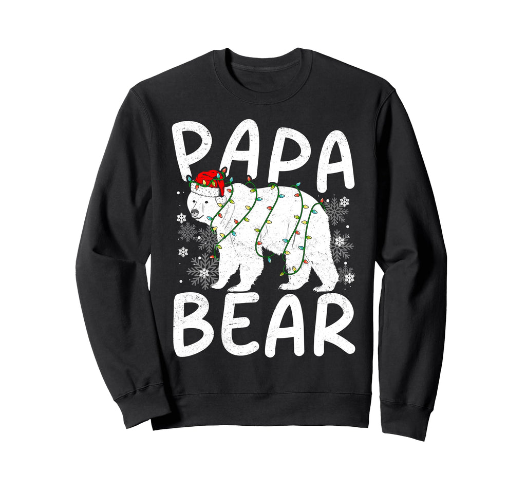 Papa Bear Santa Hat Lights Sweatshirt - Aesthetic Graphic Men Women - T-Shirt, Sweatshirt, Hoodie