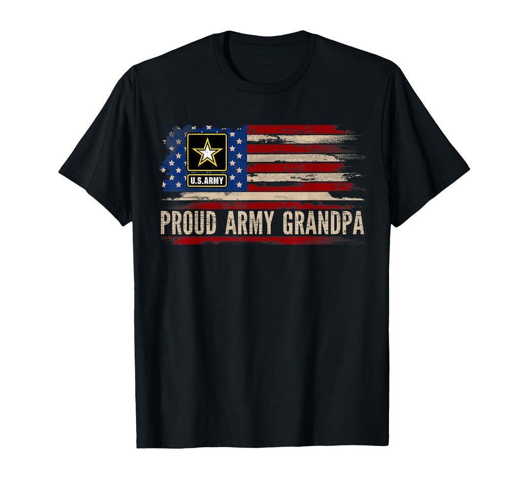 Proud Army Grandpa American Flag Veteran T-Shirt - Novelty Apparel Unisex - T-Shirt, Sweatshirt, Hoodie