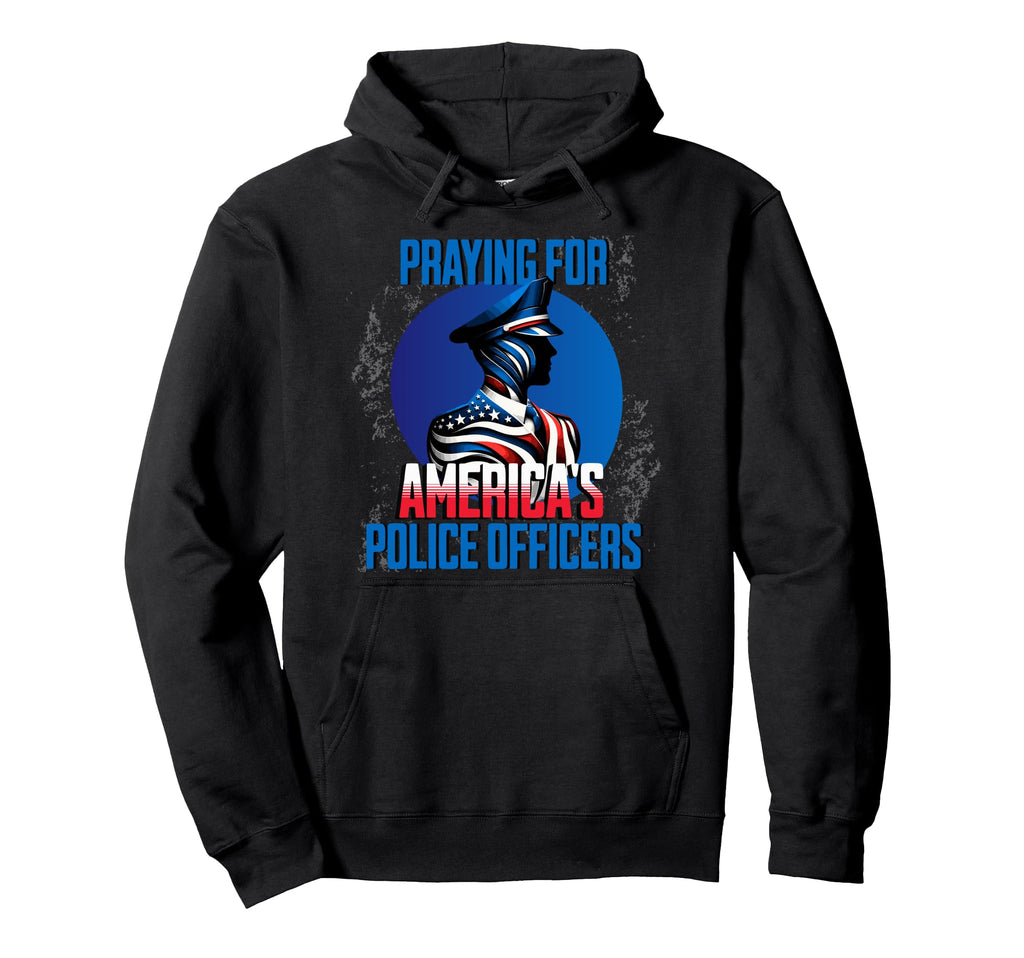 Praying Americas Police Officers Blue Hoodie - Novelty Apparel for Adults - T-Shirt, Sweatshirt, Hoodie