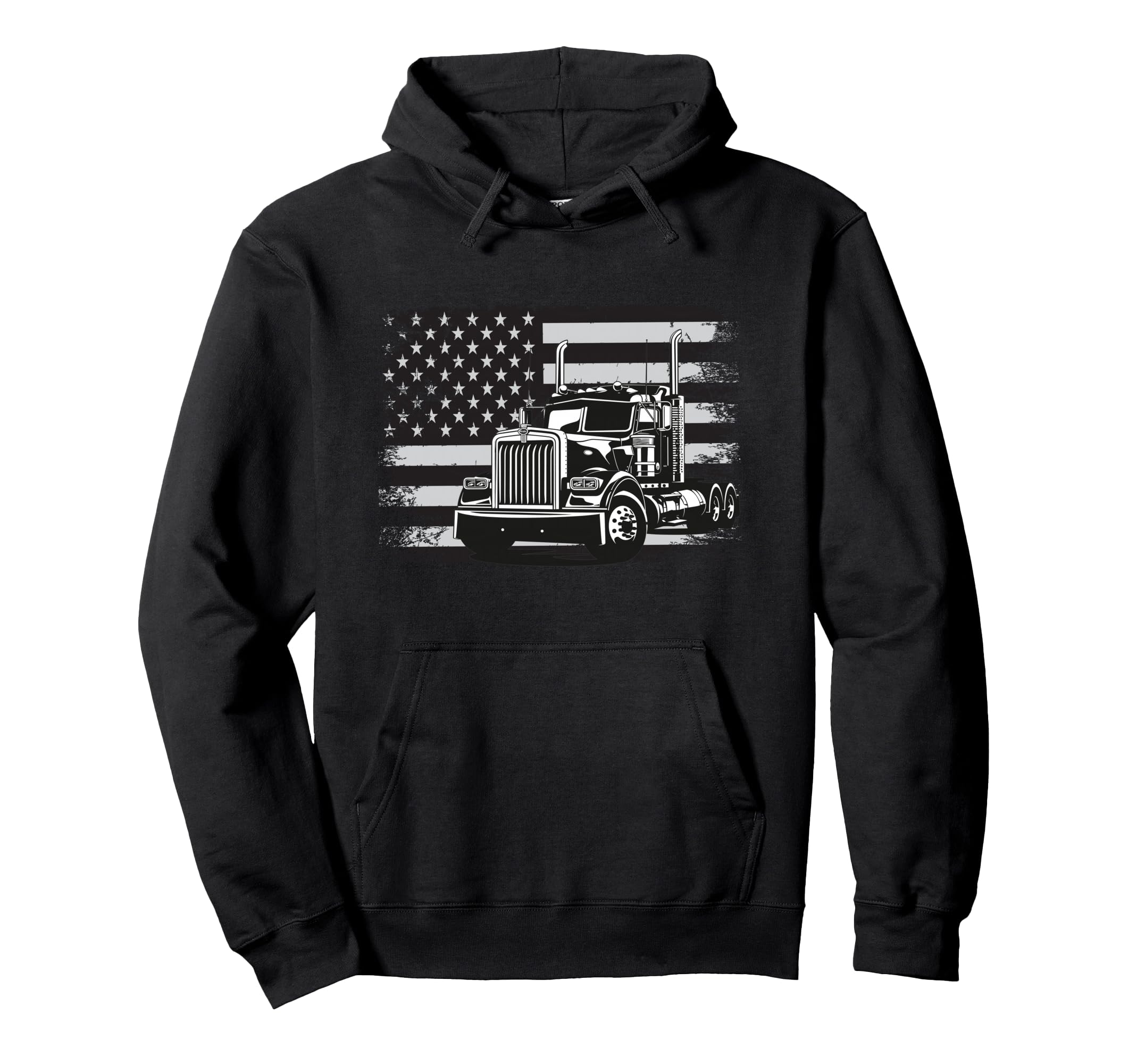 Us American Flag Semi Truck Driver Hoodie - Aesthetic Graphic Unisex - T-Shirt, Sweatshirt, Hoodie