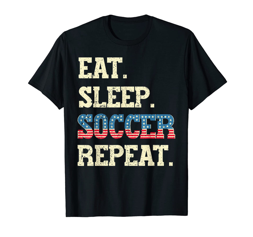 Usa American Flag Soccer Eat Sleep T-Shirt - Minimalist Print Men Women - T-Shirt, Sweatshirt, Hoodie