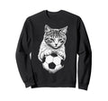 Funny Soccer Cat Meme White Line Sweatshirt - Fun Novelty Design Men Women - T-Shirt, Sweatshirt, Hoodie
