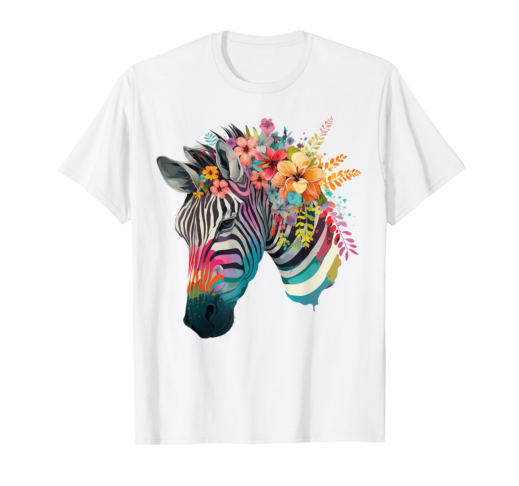 Flower Zebra Summer Floral Zebra T-Shirt - Unique Graphic for Adults - T-Shirt, Sweatshirt, Hoodie