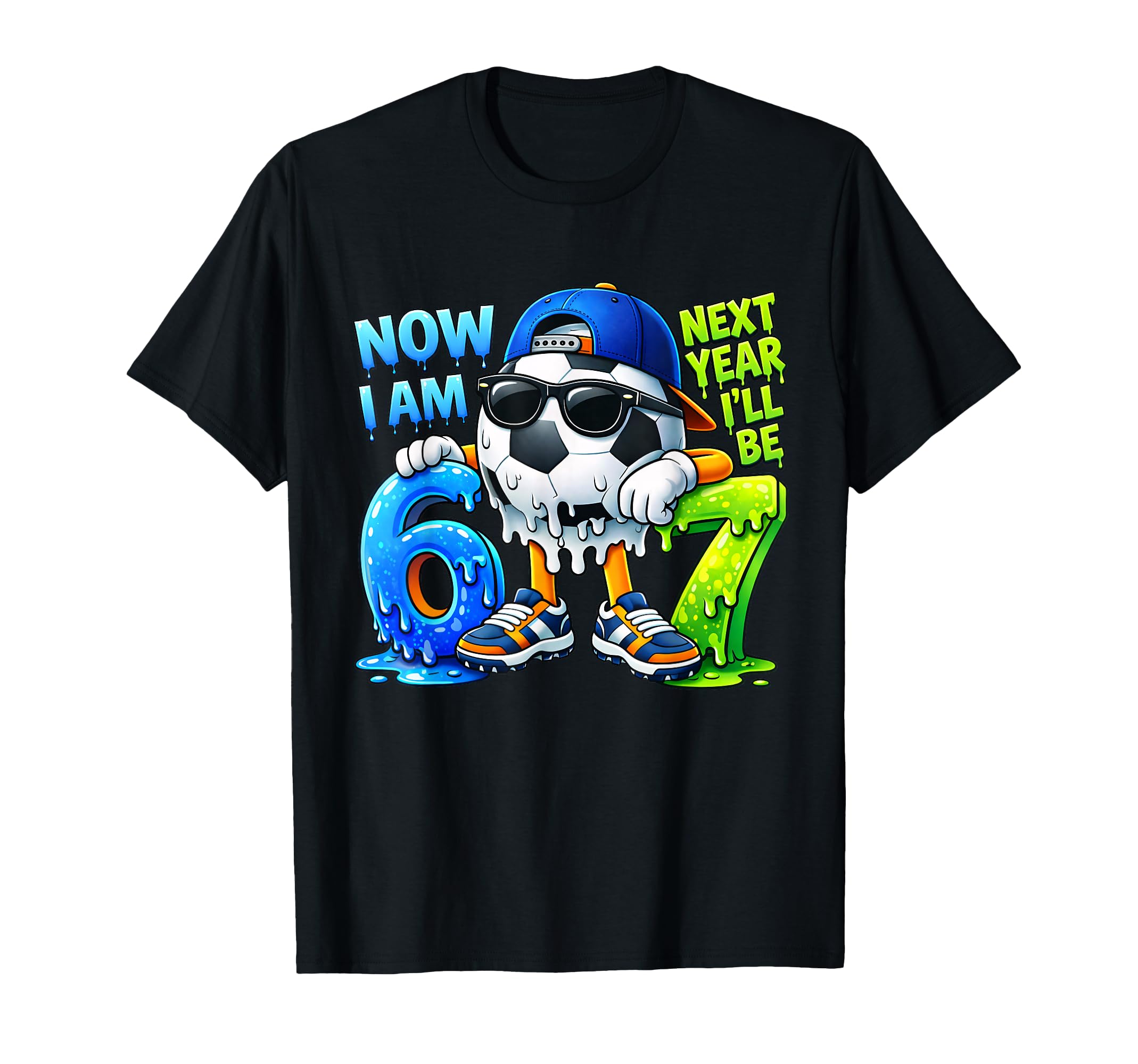6Th Birthday Soccer Ice Cream Drip T-Shirt - Aesthetic Graphic Men Women - T-Shirt, Sweatshirt, Hoodie