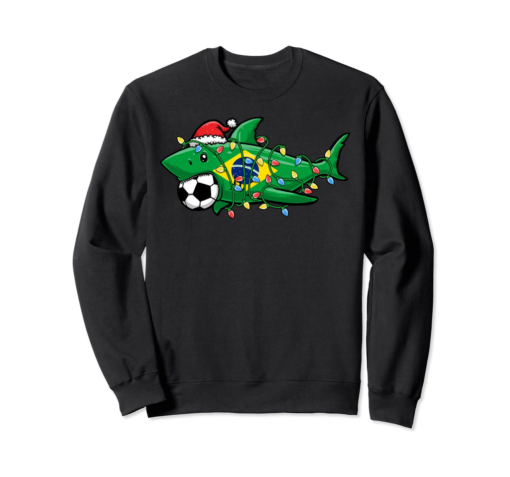 Santa Shark Soccer Football Lights Sweatshirt - Streetwear Style Men Women - T-Shirt, Sweatshirt, Hoodie