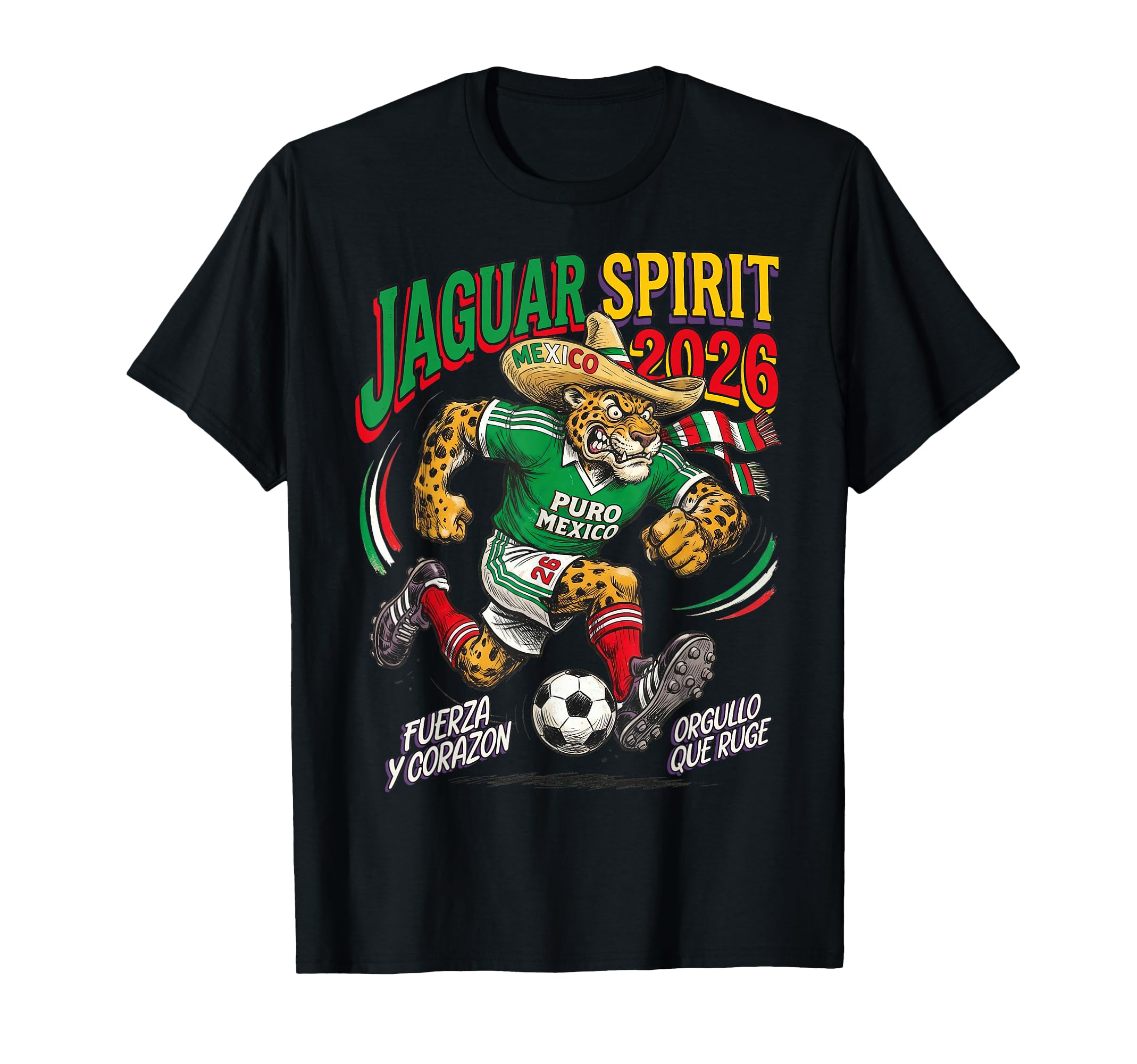 Soccer Mascot Jaguar Fan Spirit Athletic T-Shirt - Unique Graphic Men Women - T-Shirt, Sweatshirt, Hoodie