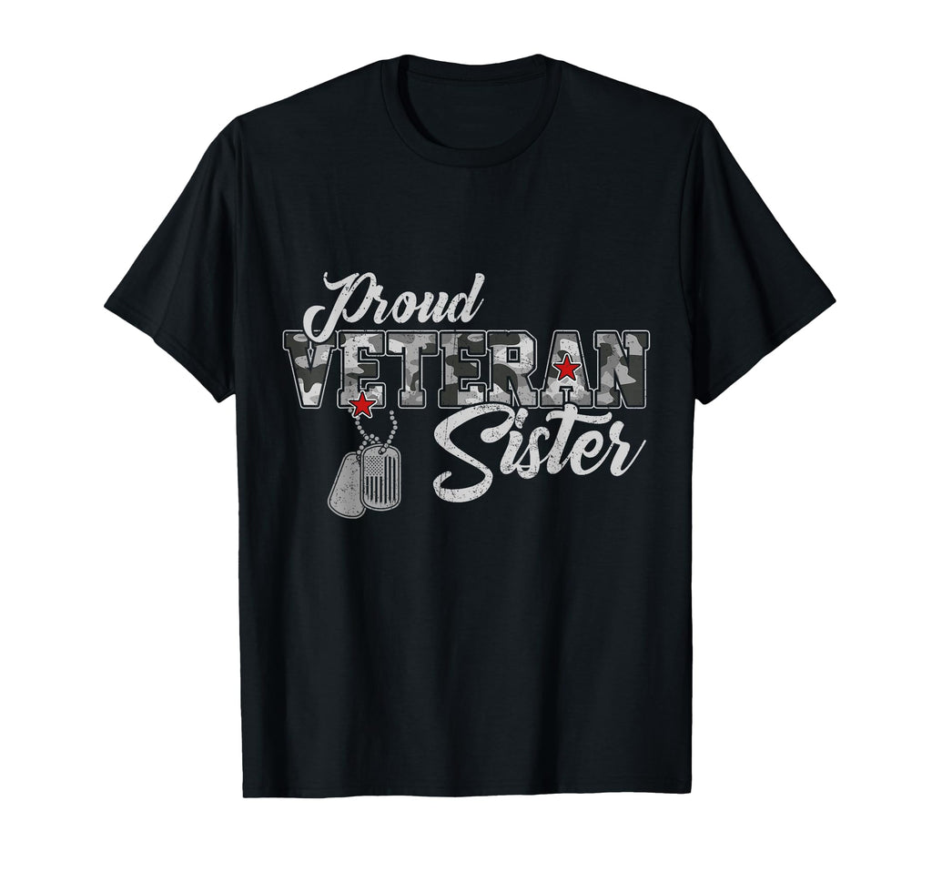 Proud Veteran Sister Camouflage T-Shirt - Aesthetic Graphic for Adults - T-Shirt, Sweatshirt, Hoodie