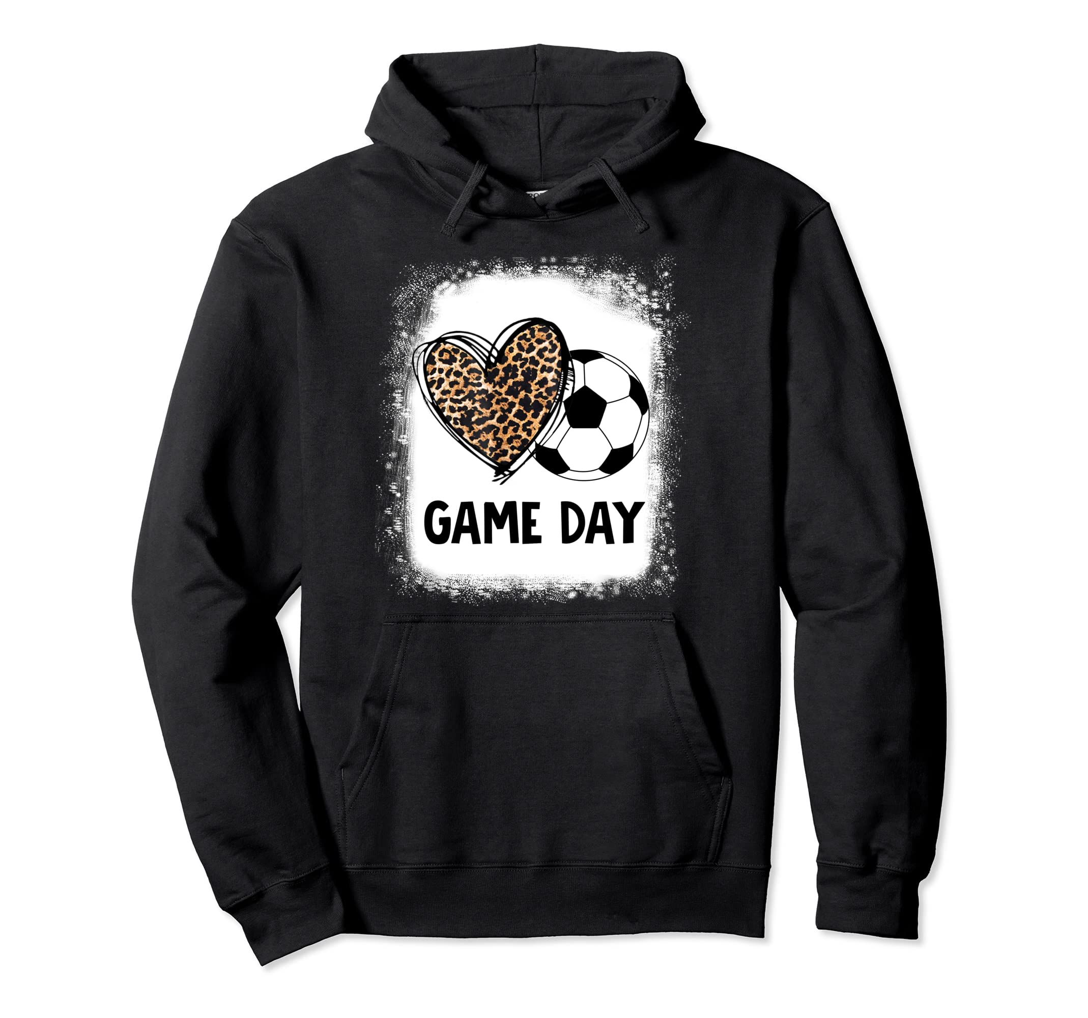 Game Day Soccer Decorations Leopard Heart Hoodie - Graphic Print Men Women - T-Shirt, Sweatshirt, Hoodie