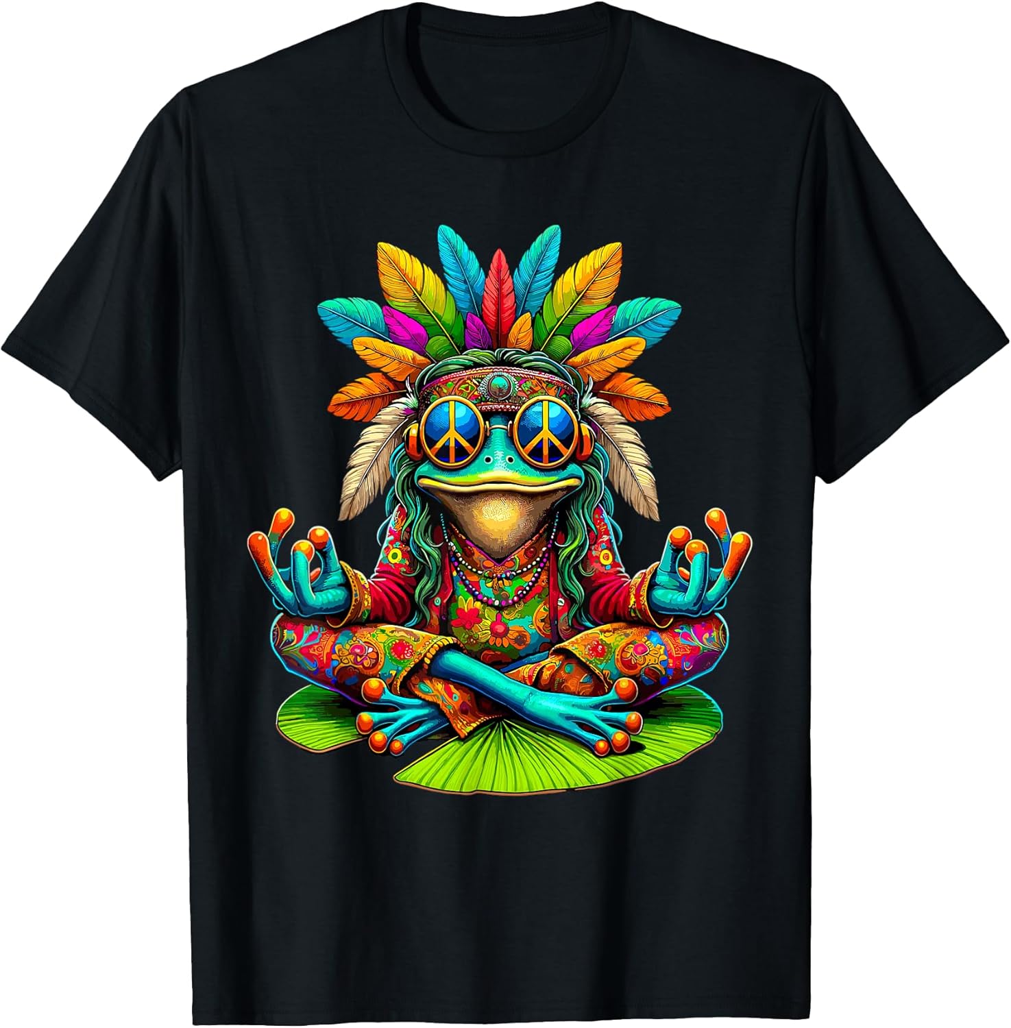 Frog Peace Sign Sunglasses Hippie - Adult & Kids T-Shirts, Sweatshirts & Hoodies apparel design preview 1