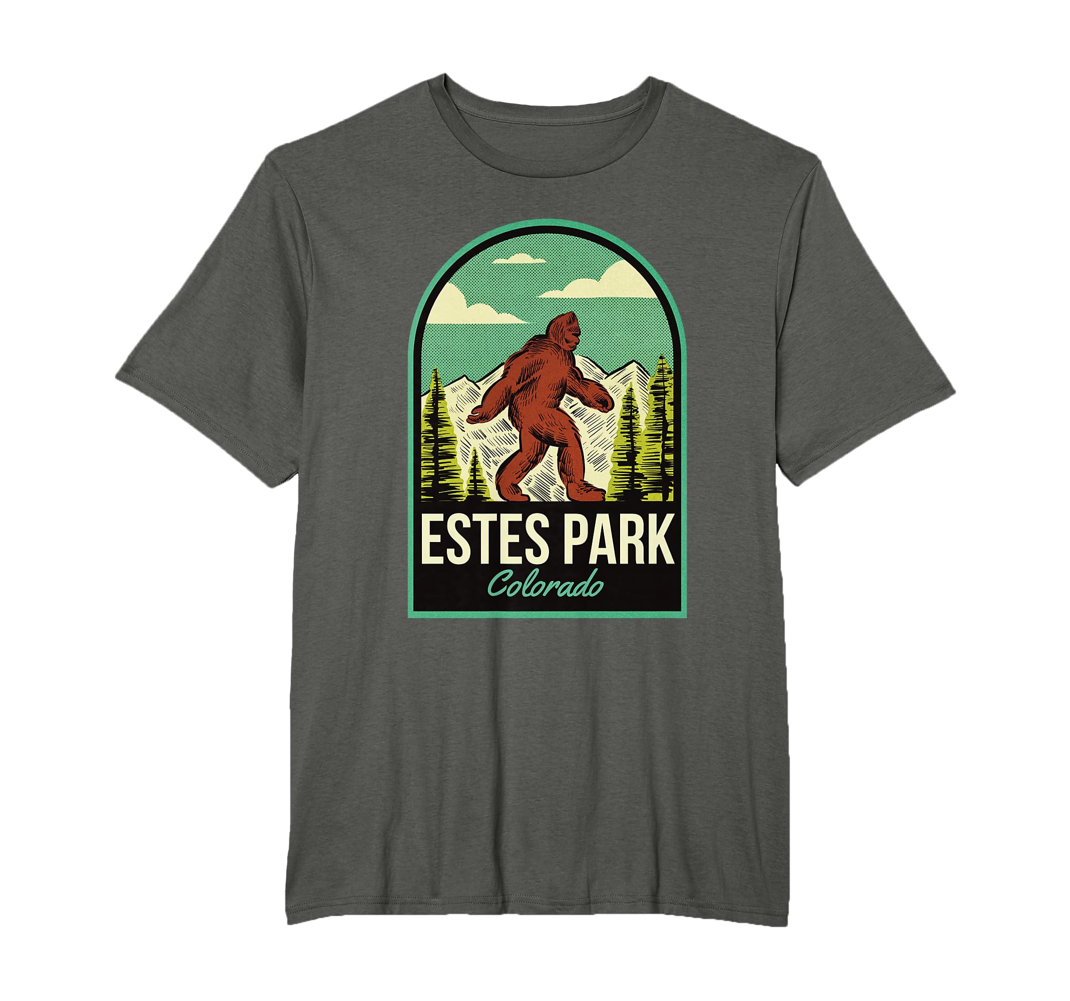 Estes Park Co Bigfoot Travel T-Shirt - Trendy Graphic Unisex - T-Shirt, Sweatshirt, Hoodie