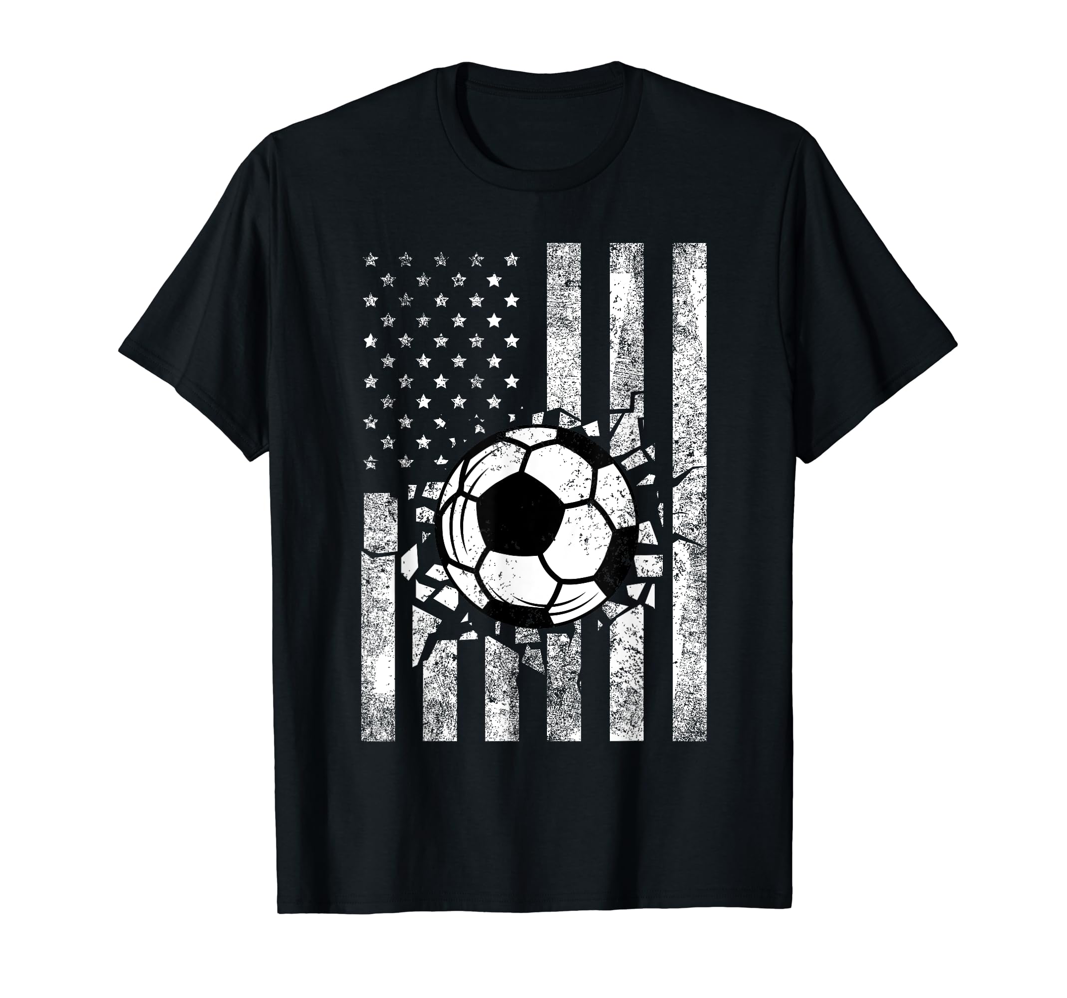 Soccer Usa Flag Funny American Distressed T-Shirt - Graphic Print Unisex - T-Shirt, Sweatshirt, Hoodie
