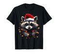 Raccoon Lights Santa Hat Pajama T-Shirt - Streetwear Style Men Women - T-Shirt, Sweatshirt, Hoodie