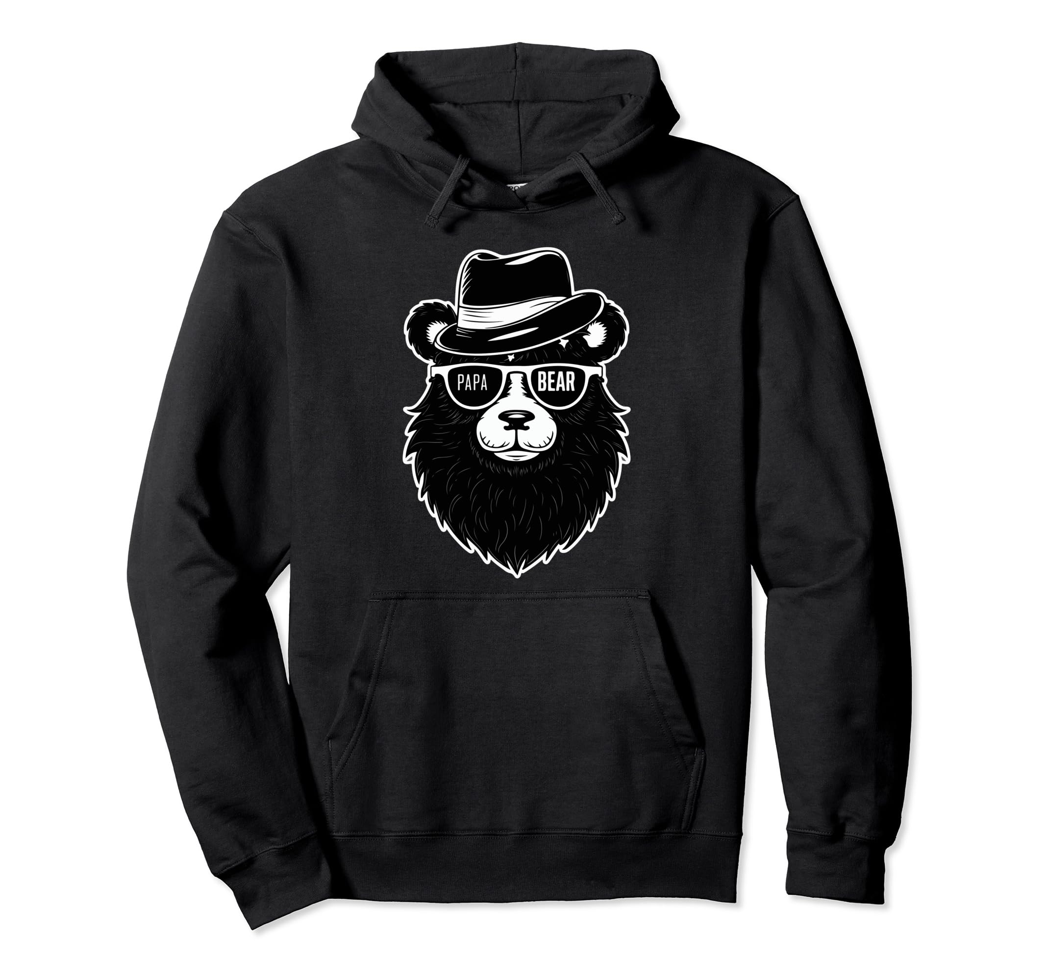 Papa Bear Face Wearing Sunglasses Hoodie - Fun Novelty Design Men Women - T-Shirt, Sweatshirt, Hoodie