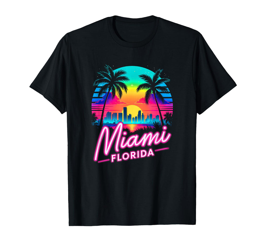 Miami Beach City Florida Vacation Sunset T-Shirt - Trendy Graphic Unisex - T-Shirt, Sweatshirt, Hoodie