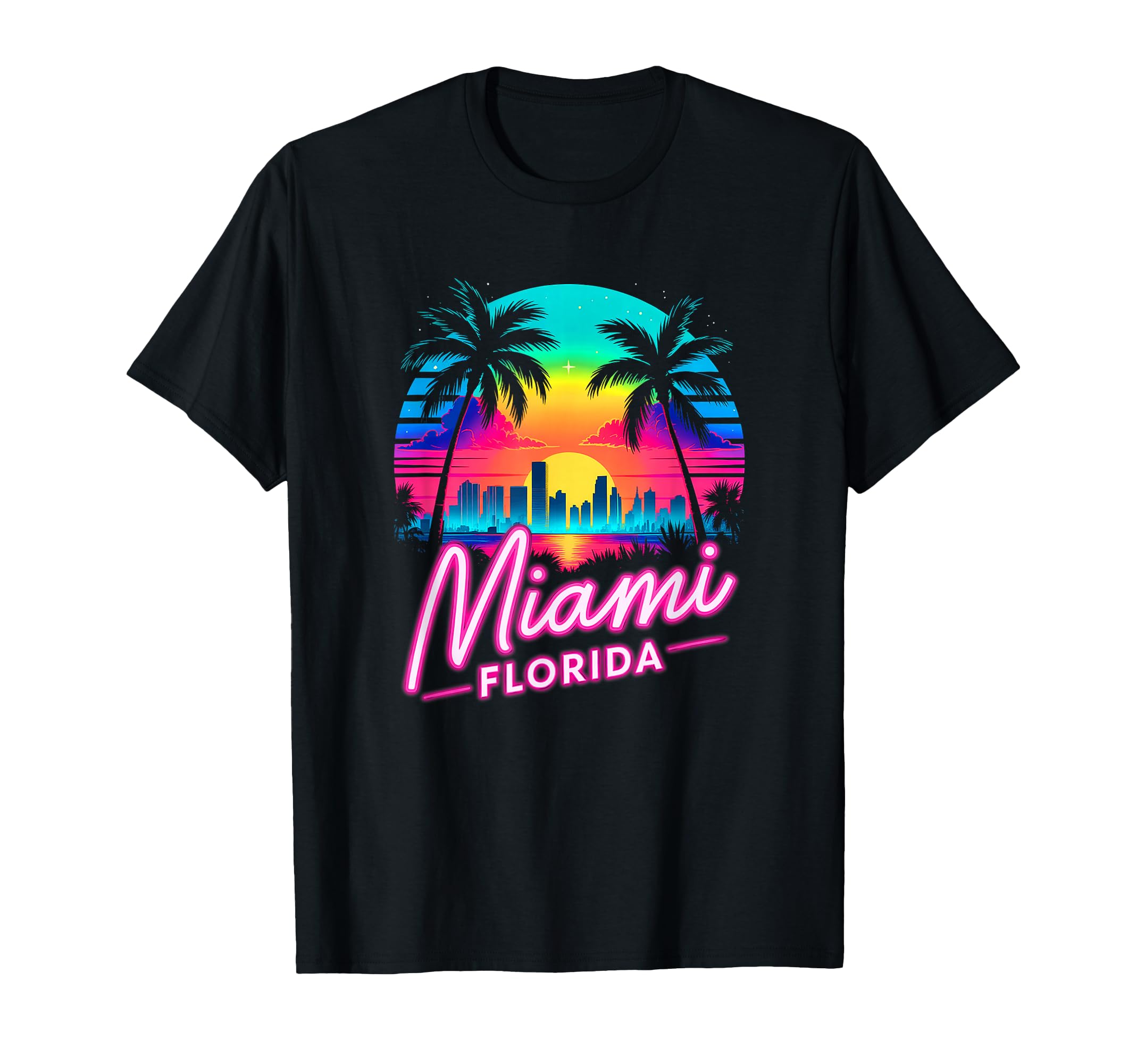 Miami Beach City Florida Vacation Sunset T-Shirt - Trendy Graphic Unisex - T-Shirt, Sweatshirt, Hoodie