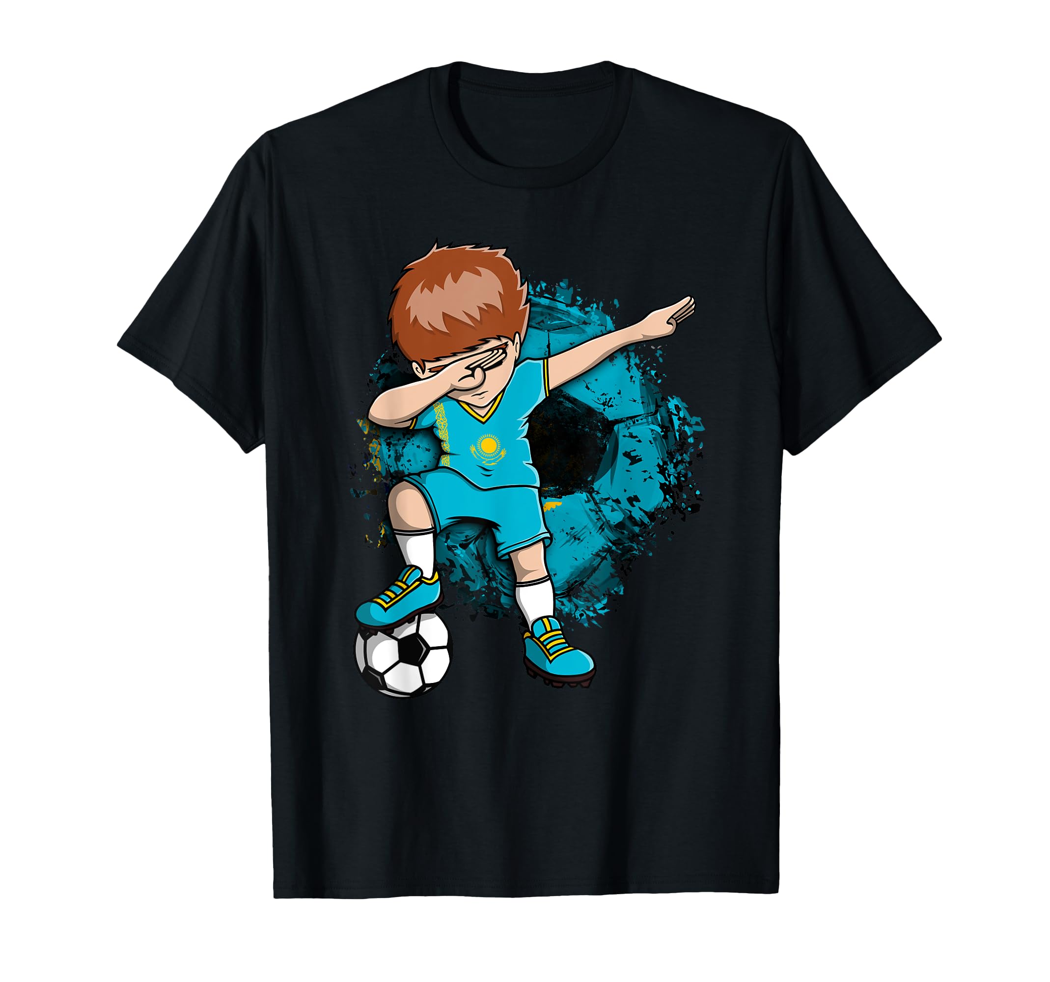 Dabbing Soccer Kazakhstan Fans Jersey T-Shirt - Minimalist Print Unisex - T-Shirt, Sweatshirt, Hoodie