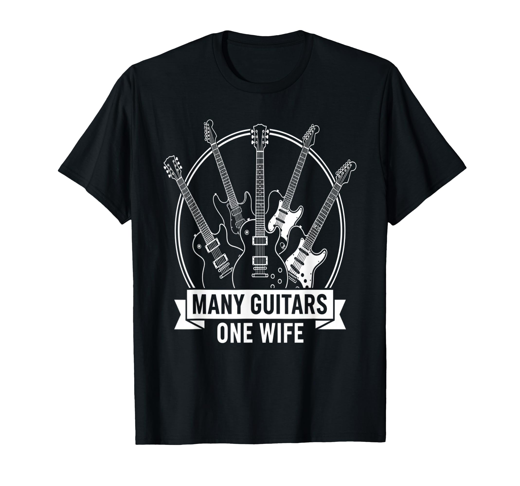 Many Guitars One Wife Funny Musician T-Shirt - Aesthetic Graphic Unisex - T-Shirt, Sweatshirt, Hoodie