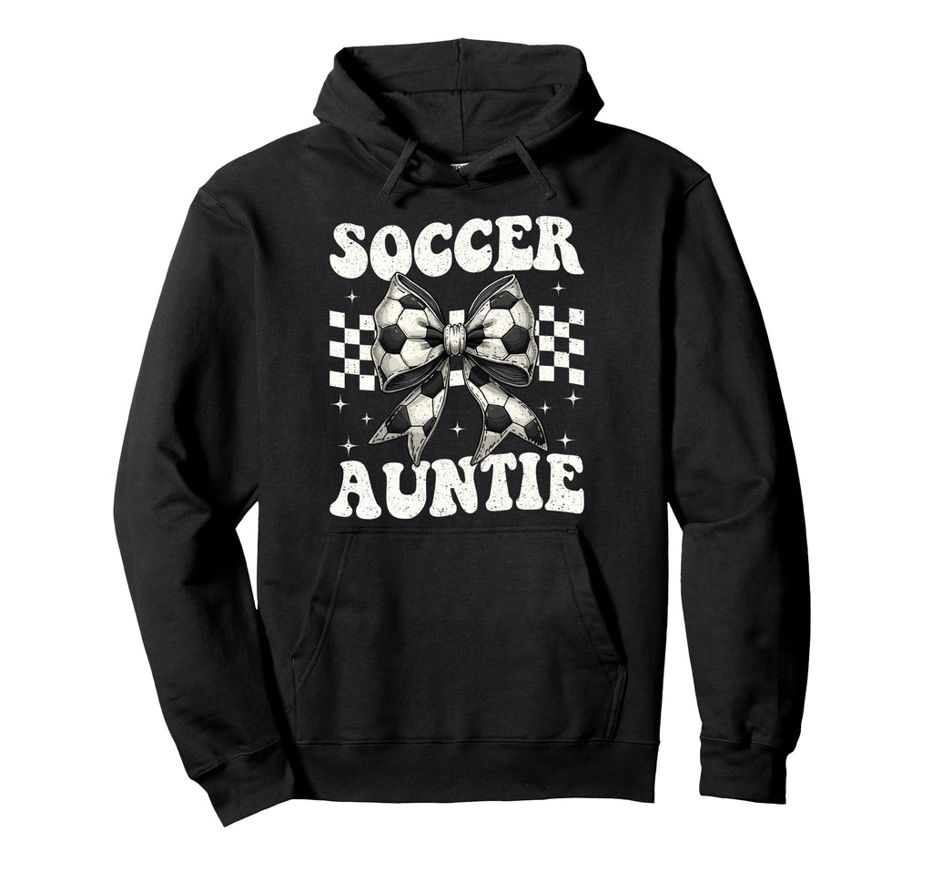 Soccer Auntie Funny Coquette Bow Hoodie - Novelty Apparel for Adults - T-Shirt, Sweatshirt, Hoodie