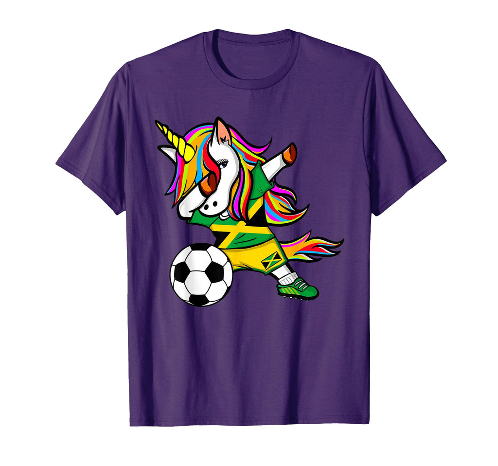 Dabbing Unicorn Jamaica Soccer Jersey T-Shirt - Unique Graphic for Adults - T-Shirt, Sweatshirt, Hoodie