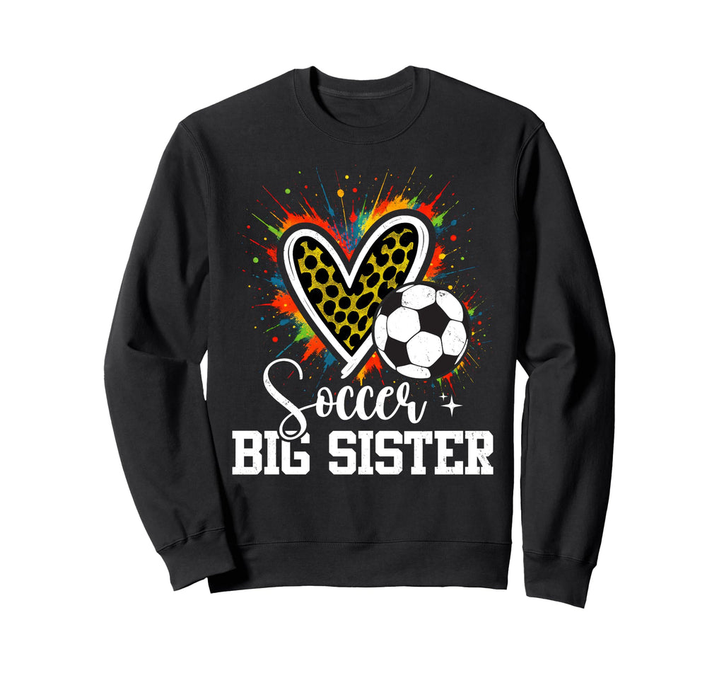 Soccer Big Sister Leopard Heart Sweatshirt - Minimalist Print Men Women - T-Shirt, Sweatshirt, Hoodie
