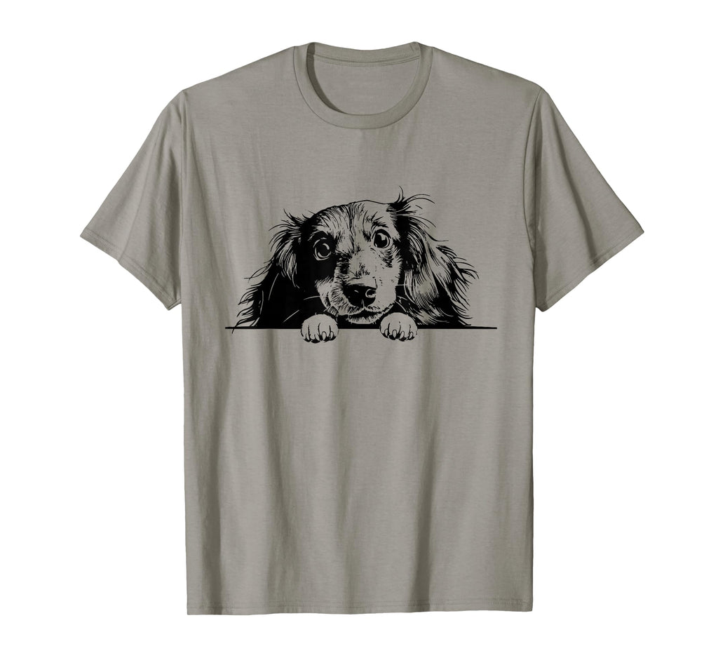 Logo Black Long Haired Dachshund Dog T-Shirt - Aesthetic Graphic Men Women - T-Shirt, Sweatshirt, Hoodie