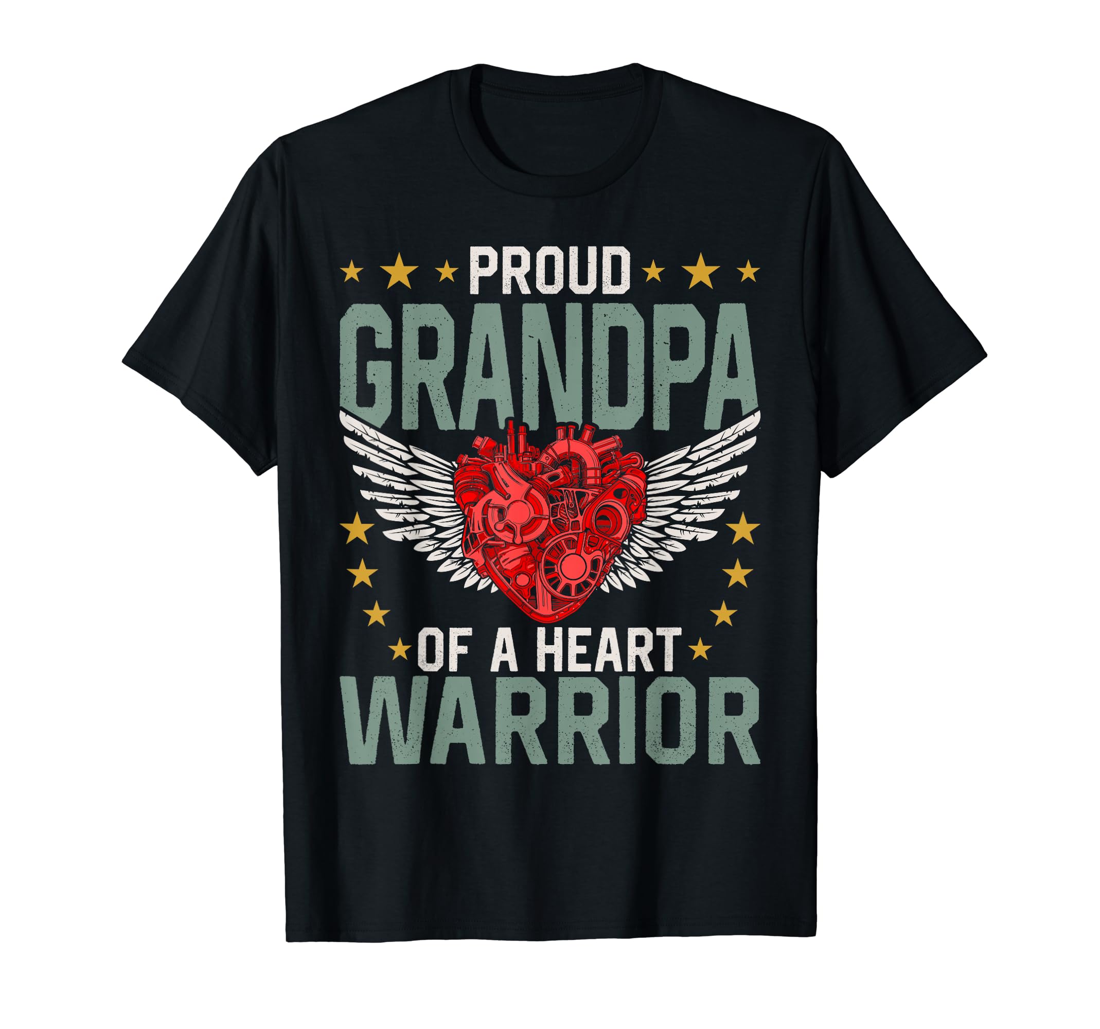 Proud Grandpa Heart Warrior Heart T-Shirt - Fun Novelty Design for Adults - T-Shirt, Sweatshirt, Hoodie