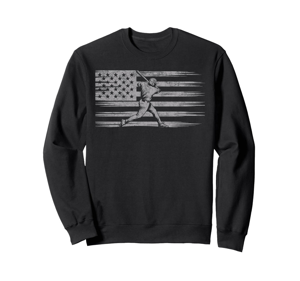 Baseball Us Flag Baseball Lover Dad Sweatshirt - Aesthetic Graphic Unisex - T-Shirt, Sweatshirt, Hoodie