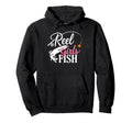 Reel Fish Fisher Mom Bass Fishing Fish Hoodie - Minimalist Print Men Women - T-Shirt, Sweatshirt, Hoodie